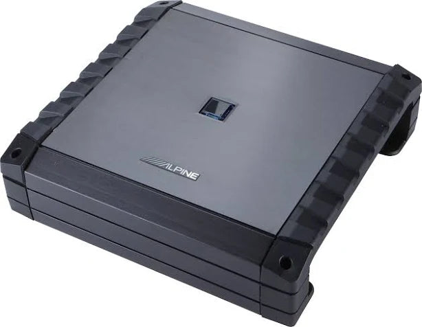 Alpine S2-A36F S-Series Class-D 4-Channel Amplifier: compact design, 720W peak output, 4-channel capability, built-in crossover, durable heat sink; perfect for enhancing car audio systems.