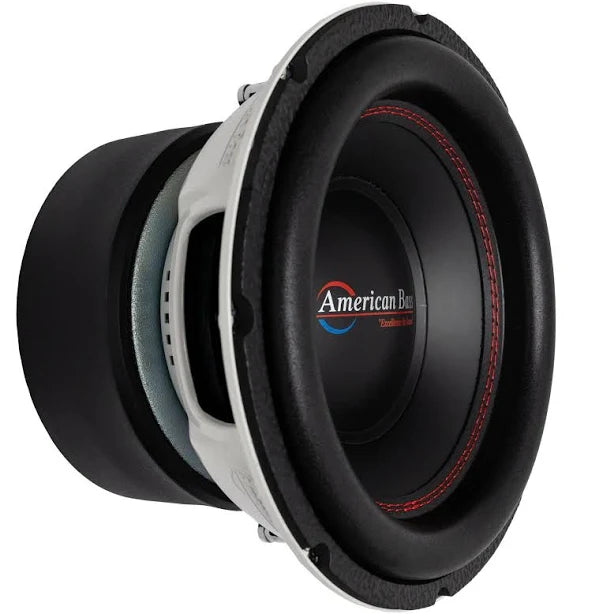 American Bass Titan-1044 10-inch Dual 4 Ohm Subwoofer: a robust design featuring a polypropylene cone and rubber surround, delivering 1600 watts peak power and a frequency response of 30 Hz to 1 kHz for deep, clear bass.