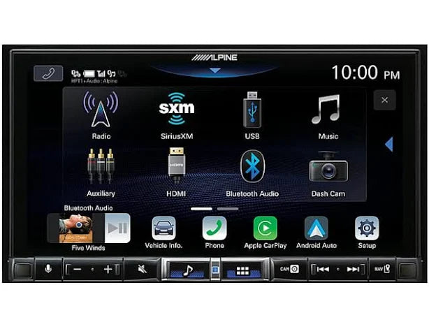 Alpine ILX-507 Multimedia Receiver features a 7-inch touchscreen, compatible with Apple CarPlay and Android Auto, high-resolution audio, Bluetooth connectivity, and a customizable interface for a premium driving experience.