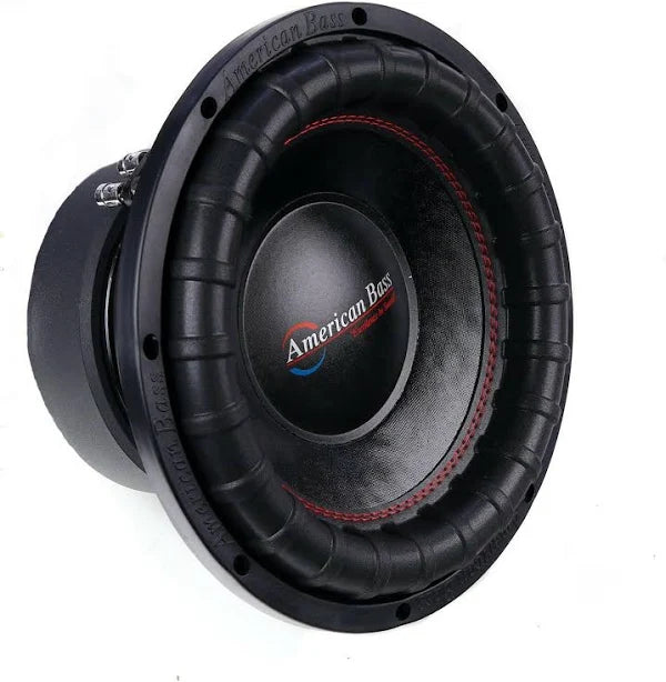 Alt text: A powerful American Bass 12-inch dual 4 ohm subwoofer designed for deep bass and clarity. Features dual voice coils, robust construction, and advanced cooling for optimal performance.