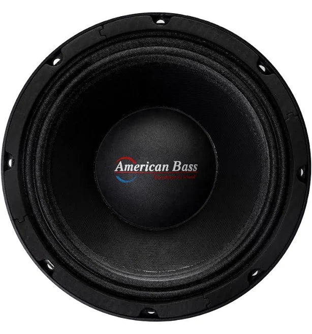 American Bass Godfather 10 Midrange Car Speaker features a 10-inch polypropylene cone for crisp sound, with 400W peak power, 4-ohm impedance, and a frequency response of 80Hz to 4kHz. Perfect for audio enthusiasts.