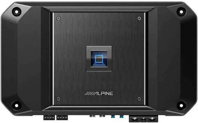 4-channel Alpine R2-A60F amplifier with 60 watts RMS per channel. Compact design, heatsink for cooling, customizable filters, and variable bass boost for an enhanced audio experience in vehicles.
