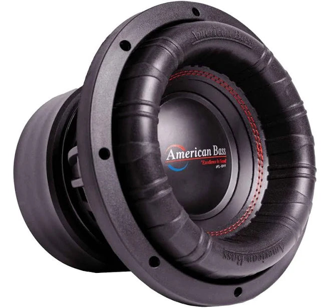 **Alt Image Text:** American Bass XFL-1044 10 Car Subwoofer with a rugged cast aluminum frame, 10-inch dual 4-ohm voice coil, and 2000W peak power, delivering deep, powerful bass for superior audio performance.